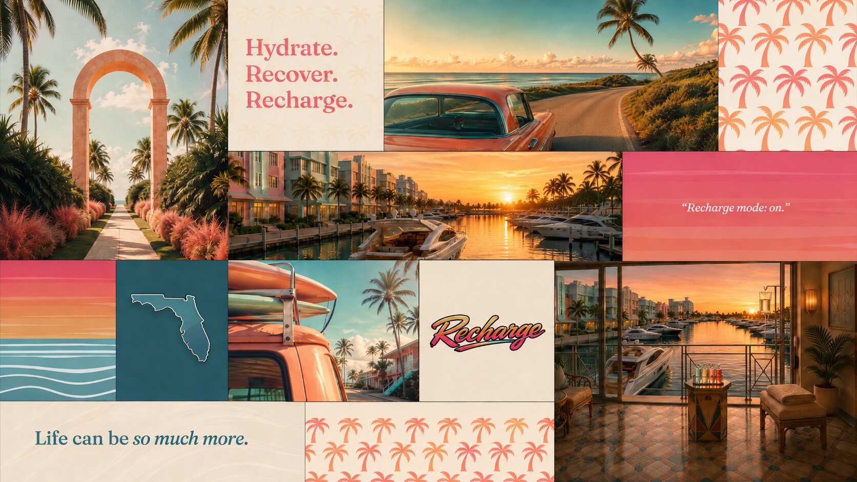 FL Recharge Florida lifestyle mural: hydrate, recover, recharge
