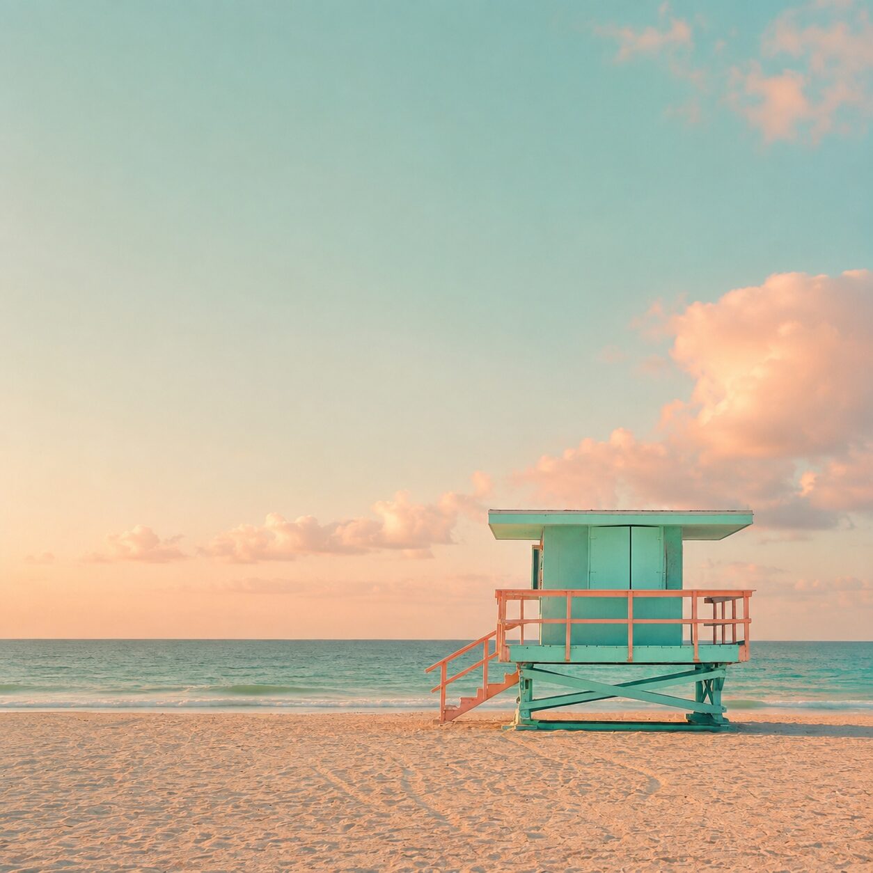 Florida beach lifeguard tower sunset